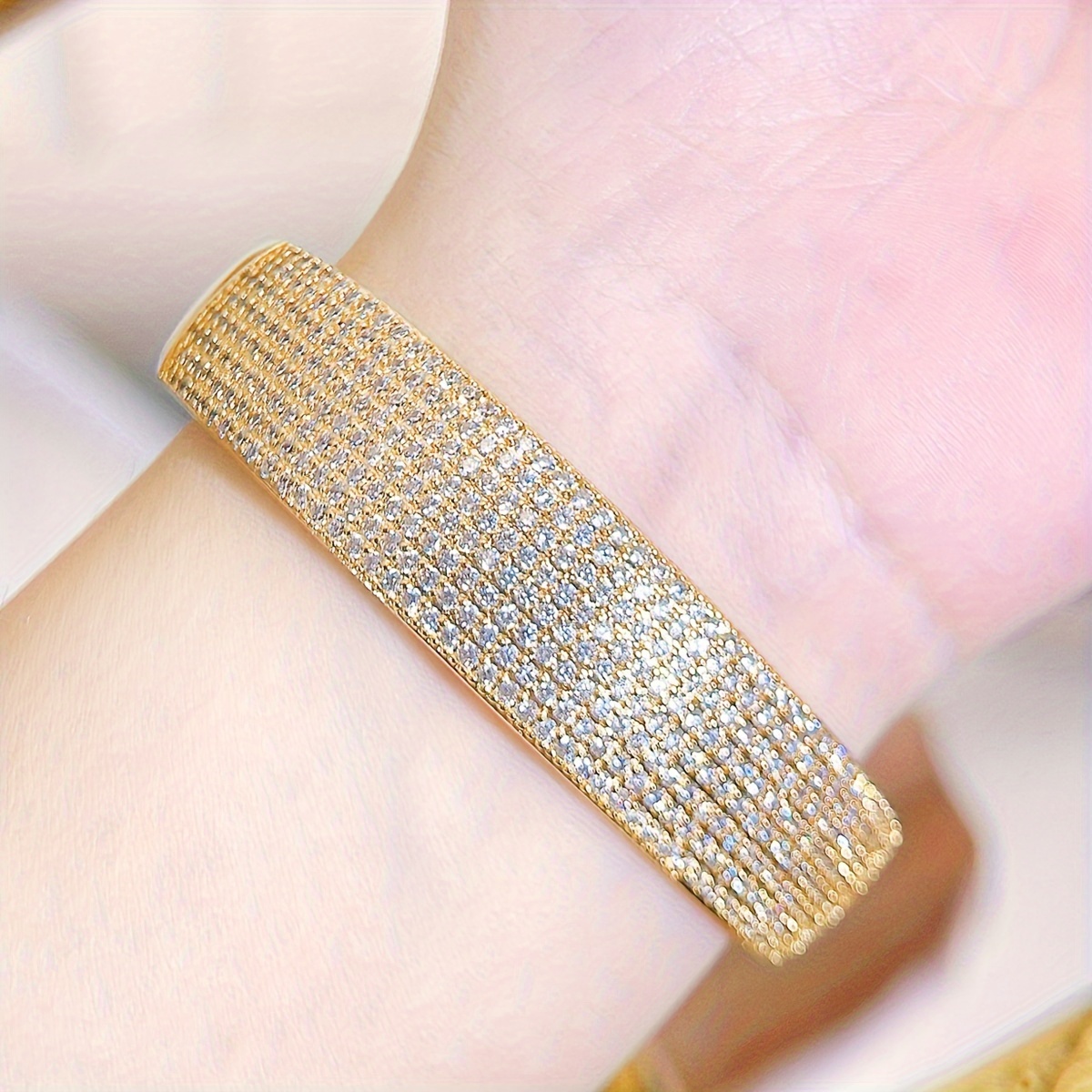 Bohemian Style Golden Bangle Bracelets with CZ for Weddings